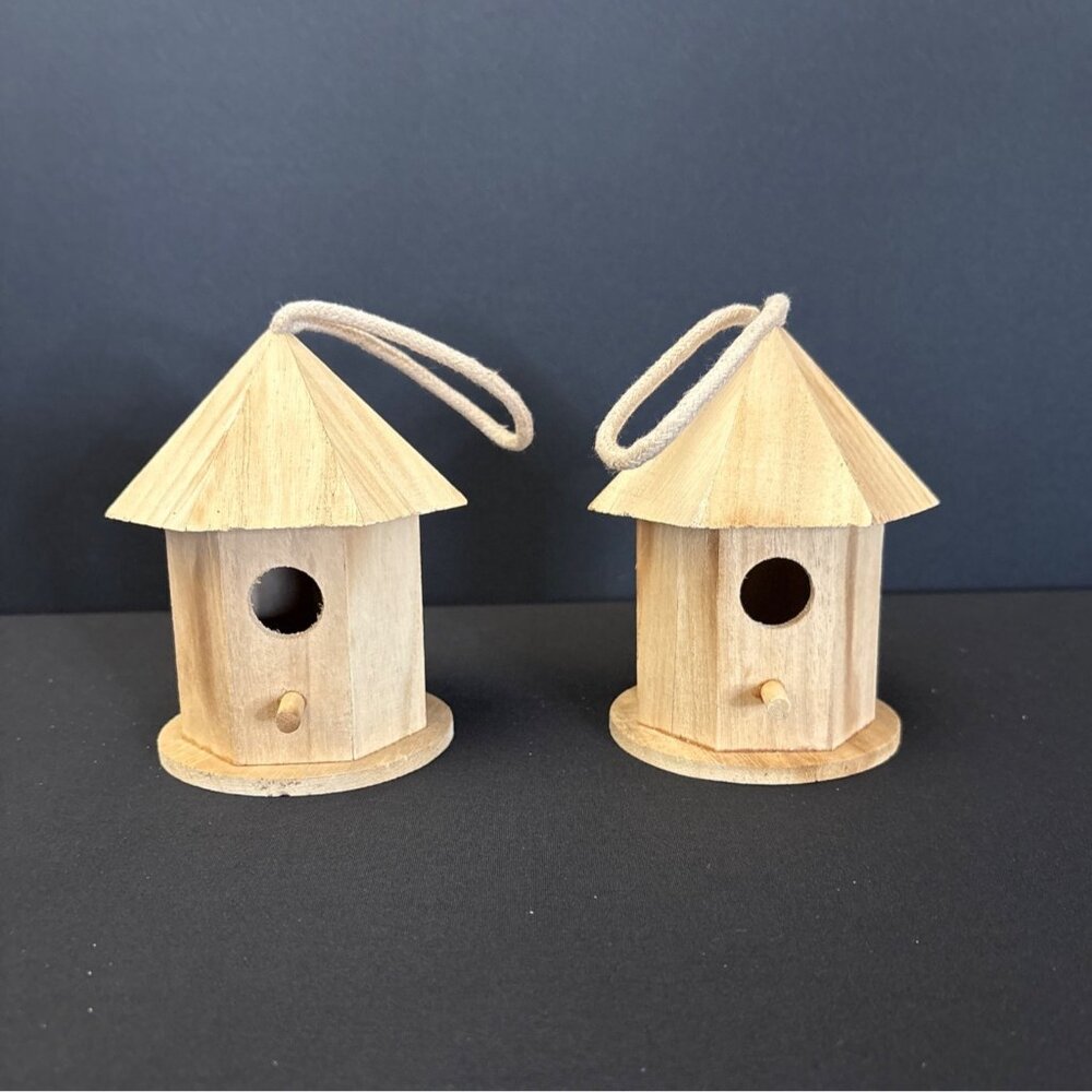 Birdhouse Ornaments Bird House Mini Wooden Hanging Wood Crafts Home Decor Gazebo - Picture 5 of 13